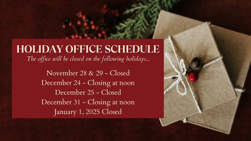 Holiday Office Schedule 2024 w thanksgiving